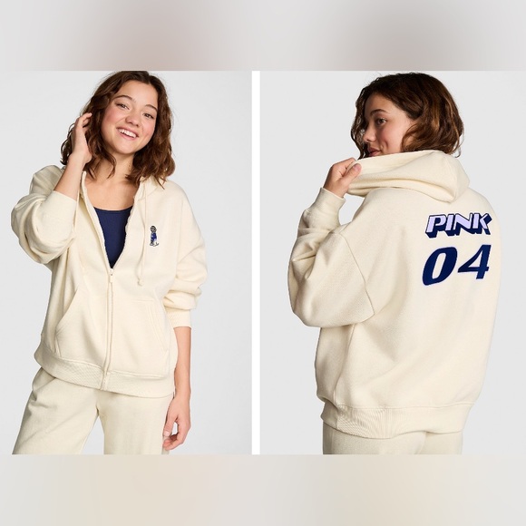 PINK Victoria's Secret Tops - NWT Victoria's Secret PINK Ivy Fleece Campus Full Zip Hoodie, Extra Large (XL)